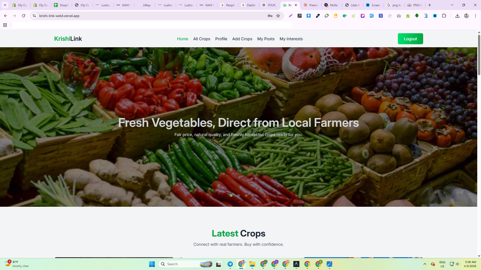 KrishiLink Laptop Mockup